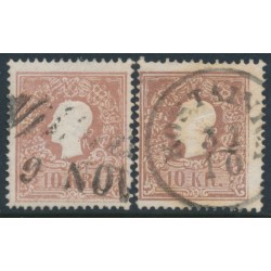 AUSTRIA - 1858 10Kr brown Emperor, types I & II, used – Michel # 14I+14II