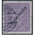 AUSTRIA - 1919 10Kr violet Arms, o/p Deutschösterreich, used – Michel # 246IIA
