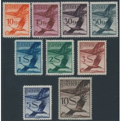 AUSTRIA - 1925 10g to 10S Crane airmail set of 9, MNH – Michel # 479-487