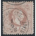 AUSTRIA - 1867 50Kr brown Emperor, coarse print, used – Michel # 41Ia AUSTRIA - 1867 50Kr brown Emperor, coarse print, used – Michel # 41Ia