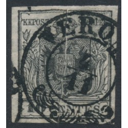 AUSTRIA - 1850 10c deep black Arms, Lombardy-Venice, used – Michel # 2Xa