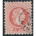 AUSTRIA / LEVANT - 1867 5So red Emperor, coarse print, used – Michel # 3Ia