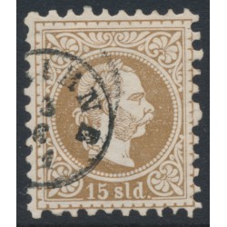 AUSTRIA / LEVANT - 1867 15So dark brown Emperor, coarse print, used – Michel # 5Ib AUSTRIA / LEVANT - 1867 15So dark brown Emperor, coarse print, used – Michel # 5Ib
