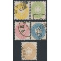 AUSTRIA - 1863 2Kr to 15Kr Eagle, perf. 9½, set of 5, used – Michel # 30-34 AUSTRIA - 1863 2Kr to 15Kr Eagle, perf. 9½, set of 5, used – Michel # 30-34
