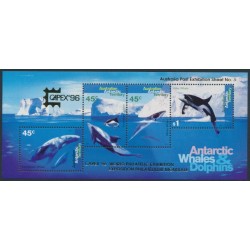 AUSTRALIA / AAT - 1995 Whales & Dolphins M/S o/p CAPEX ‘96, MNH – SG # MS112