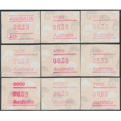 AUSTRALIA - 1988 39c Possum Framas set of 9, MNH – ACSC # 1334A-1334I