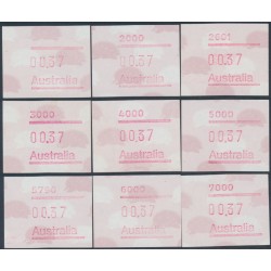 AUSTRALIA - 1987 37c Echidna Framas set of 9, MNH – ACSC # 1228Aa-1228Ia