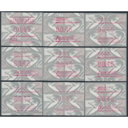 AUSTRALIA - 1992 45c Emu Framas set of 9, MNH – ACSC # 1576A-1576I