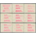 AUSTRALIA - 1994 45c Waratah Framas set of 9, MNH – ACSC # 1767A-1767I