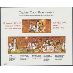 AUSTRALIA - 1970 Captain Cook Bicentenary M/S, o/p ANPEX, MNH – SG # MS465