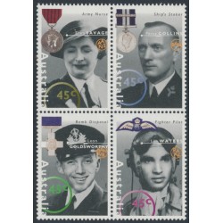AUSTRALIA - 1995 45c WWII Heroes (2nd series) block of 4, MNH – SG # 1545a