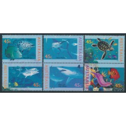 AUSTRALIA - 1995 45c Marine Life set of three pairs, MNH – SG # 1556a+1558a+1560a