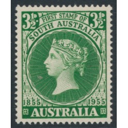 AUSTRALIA - 1955 3½d green SA Stamp Anniversary, MNH – SG # 288