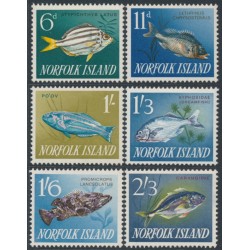 NORFOLK ISLAND - 1962 6d to 2/3 Fish set of 6, MNH – SG # 43-48