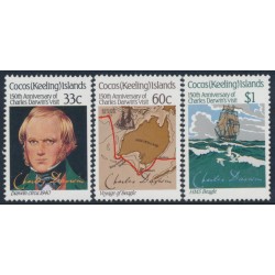 COCOS ISLANDS - 1986 33c to $1 Charles Darwin set of 3, MNH – SG # 152-154