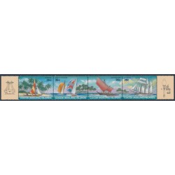 COCOS ISLANDS - 1987 36c Sailing Craft strip of 4, MNH – SG # 158a