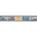 COCOS ISLANDS - 1989 Sinking of the Emden strip of 5, MNH – SG # 214a