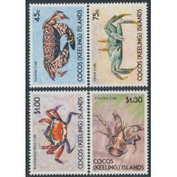 COCOS ISLANDS - 1990 45c to $1.30 Crabs set of 4, MNH – SG # 219-222