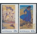 AUSTRALIA - 1990 28c & 43c Art booklet stamps set of 2, perf. 14½, MNH – SG # 1269-1270 AUSTRALIA - 1990 28c & 43c Art booklet stamps set of 2, perf. 14½, MNH – SG # 1269-1270