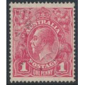 AUSTRALIA - 1918 1d carmine-pink (LM watermark) KGV (shade = G101), used – ACSC # 73A AUSTRALIA - 1918 1d carmine-pink (LM watermark) KGV (shade = G101), used – ACSC # 73A