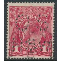 AUSTRALIA - 1919 1d carmine-rose KGV (LM watermark, G104), perf. OS NSW, used – ACSC # 74Ab AUSTRALIA - 1919 1d carmine-rose KGV (LM watermark, G104), perf. OS NSW, used – ACSC # 74Ab