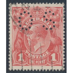 AUSTRALIA - 1917 1d terracotta KGV (shade = G25), perf. OS, used – ACSC # 71Qbb