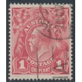 AUSTRALIA - 1917 1d reddish salmon KGV (shade = G26), used – ACSC # 71R AUSTRALIA - 1917 1d reddish salmon KGV (shade = G26), used – ACSC # 71R