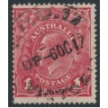 AUSTRALIA - 1917 1d orange-red KGV (G65), watermark inverted, used – ACSC # 72Fa AUSTRALIA - 1917 1d orange-red KGV (G65), watermark inverted, used – ACSC # 72Fa