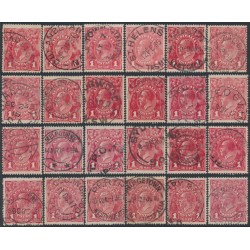 AUSTRALIA - 1914 -1920 1d red shade set, used – ACSC # ex. 70A-72Q