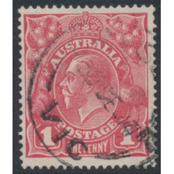 AUSTRALIA - 1914 1d salmon-red [aniline] (shade = G12), die II, used – ACSC # 71C(1)i