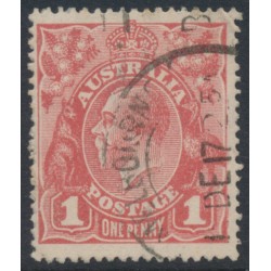AUSTRALIA - 1917 1d terracotta KGV (shade = G25), used – ACSC # 71Q