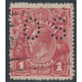 AUSTRALIA - 1918 1d brownish red KGV (shade = G32), perf, OS, used – ACSC # 71Wbb AUSTRALIA - 1918 1d brownish red KGV (shade = G32), perf, OS, used – ACSC # 71Wbb
