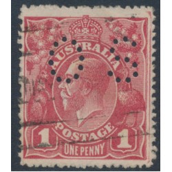 AUSTRALIA - 1918 1d brownish red KGV (shade = G32), perf, OS, used – ACSC # 71Wbb