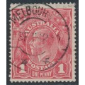 AUSTRALIA - 1915 1d reddish pink KGV (shade = G15), die II, used – ACSC # 71F(1)i AUSTRALIA - 1915 1d reddish pink KGV (shade = G15), die II, used – ACSC # 71F(1)i
