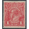 AUSTRALIA - 1915 1d dull red KGV (shade = G16), MH – ACSC # 71E AUSTRALIA - 1915 1d dull red KGV (shade = G16), MH – ACSC # 71E