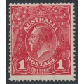 AUSTRALIA - 1916 1d deep scarlet [aniline] KGV (shade = G60), MNH – ACSC # 72A