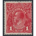 AUSTRALIA - 1916 1d deep scarlet [aniline] KGV (shade = G60), MH – ACSC # 72A