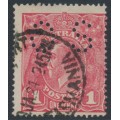 AUSTRALIA - 1918 1d rose-pink KGV (G67), die II, perf. OS, used – ACSC # 72H(1)ib AUSTRALIA - 1918 1d rose-pink KGV (G67), die II, perf. OS, used – ACSC # 72H(1)ib
