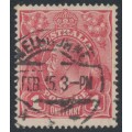 AUSTRALIA - 1914 1d salmon-red [aniline] KGV (G12), inverted watermark, used – ACSC # 71Ca