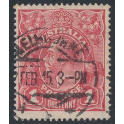 AUSTRALIA - 1914 1d salmon-red [aniline] KGV (G12), inverted watermark, used – ACSC # 71Ca