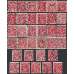 AUSTRALIA - 1914-1920 1d red KGV shade set (G1 to G111), used AUSTRALIA - 1914-1920 1d red KGV shade set (G1 to G111), used