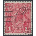 AUSTRALIA - 1918 1d red (die III) KGV (G109), inverted watermark, used – ACSC # 75Aa AUSTRALIA - 1918 1d red (die III) KGV (G109), inverted watermark, used – ACSC # 75Aa