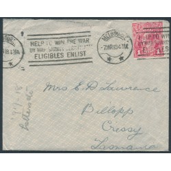 AUSTRALIA - 1918 1d carmine-pink KGV (shade = G29), on cover – ACSC # 71U