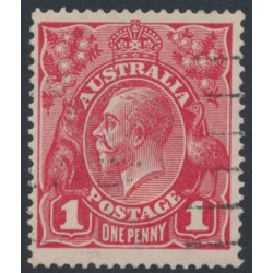 AUSTRALIA - 1916 1d red KGV (G18), 'notch in NW corner' [VI/40], used – ACSC # 71I(3)p