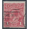 AUSTRALIA - 1918 1d red KGV (G32), 'rusted TRC' [III/29], used – ACSC # 71W(2)e