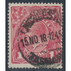 AUSTRALIA - 1918 1d red KGV (G30), die II substituted cliché [IV/34], used – SG # 71V(2)ja