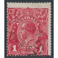 AUSTRALIA - 1918 1d red (die III) KGV (G110), 'spot above ear', used – ACSC # 75Bp