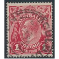 AUSTRALIA - 1917 1d crimson KGV (G23), dry ink+'flaw right frame' [VI/55], used – ACSC # 71Nca+(3)r