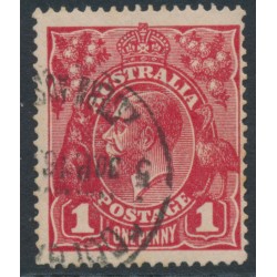 AUSTRALIA - 1915 1d red KGV (G17), 'four breaks across top' [III/37], used – ACSC # 71G(2)f