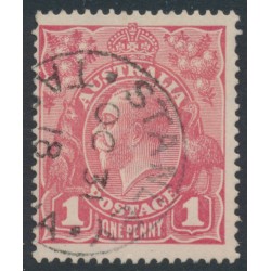 AUSTRALIA - 1918 1d red KGV (G30), 'wattle line' [VII/31], used – ACSC # 71V(4)f